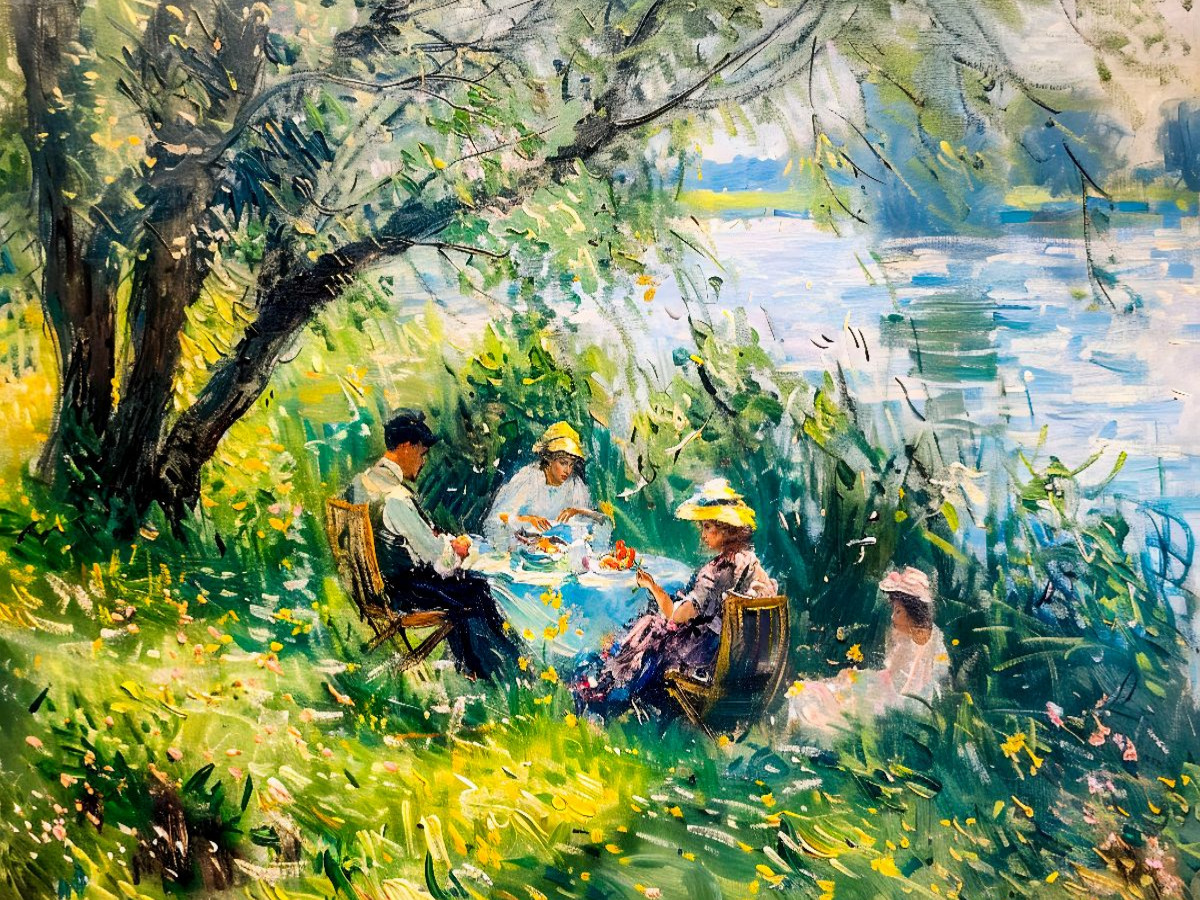 Havel Picknick unter alten Bäumen im impressionistischen Stil
