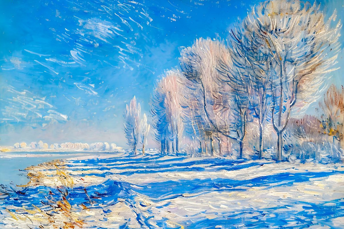 Wintermorgen an der Havel im impressionistischen Stil