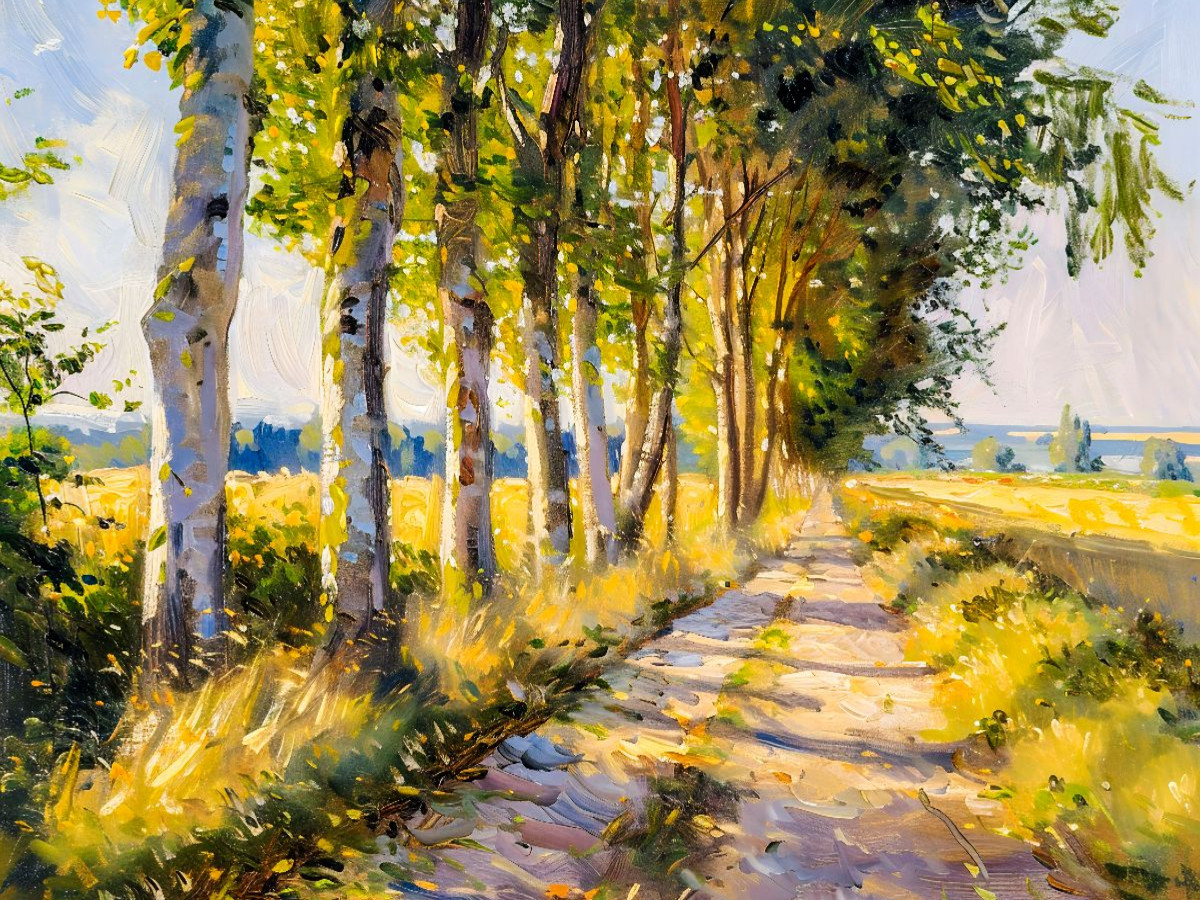Sommerallee im Lichtspiel im impressionistischen Stil