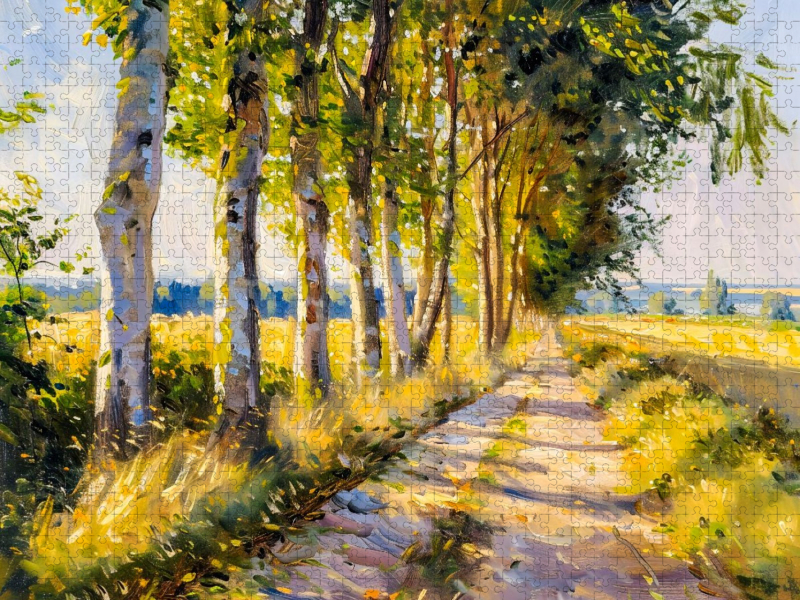 Sommerallee im Lichtspiel im impressionistischen Stil