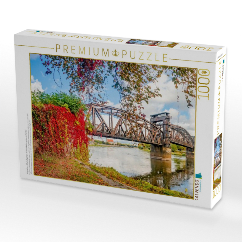Magdeburg, Alte fußgänger Hubbrücke im goldenen Herbst