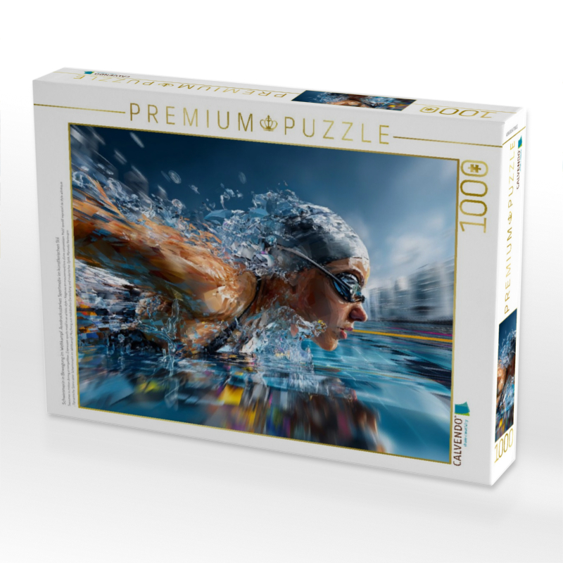 Schwimmerin in Bewegung im Wettkampf. Ausdrucksstarkes Sportmotiv im künstlerischen Stil