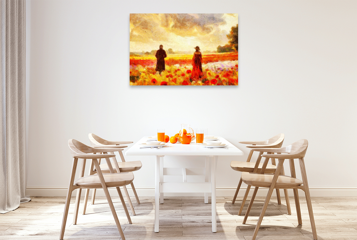 Diese Blumenwiese bei Sonnenuntergang könnte auch Camille Pissarro inspiriert haben.