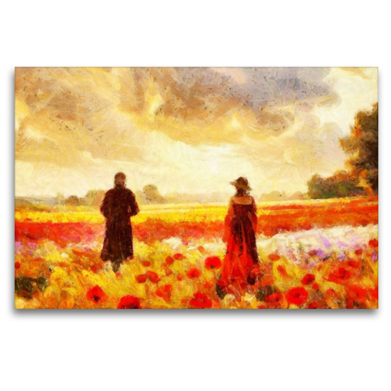 Diese Blumenwiese bei Sonnenuntergang könnte auch Camille Pissarro inspiriert haben.