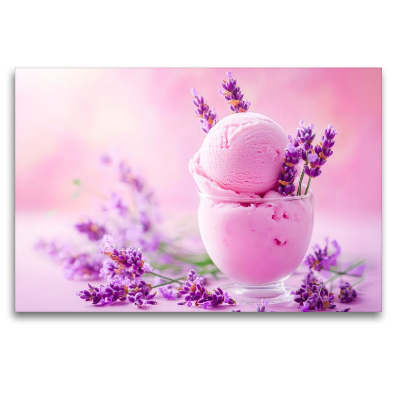 Lavendeleis mit Blüten auf Rosa Hintergrund