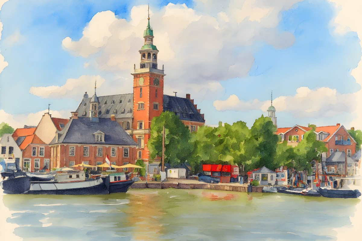 Rathaus Leer vom Hafen aus gesehenus