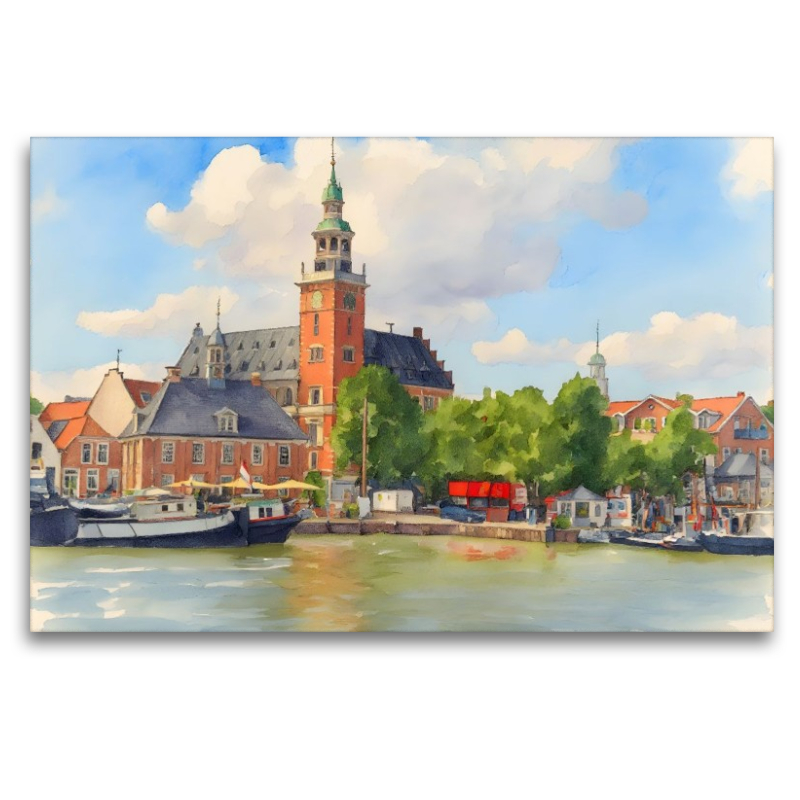 Rathaus Leer vom Hafen aus gesehenus