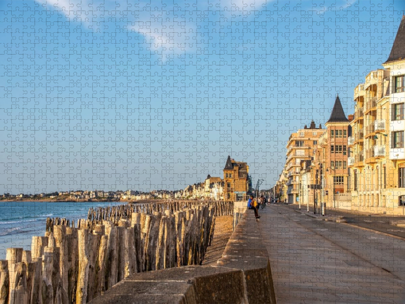 Promenade am Plage Sillon, Saint Malo, Bretagne, Frankreich