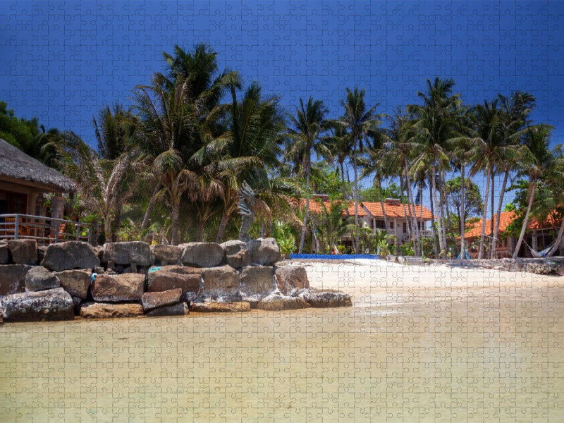 Palmenstrantrand am Peppercorn Beach Resort, Insel Phu Quoc, Phu Quoc, Vietnam, Asien