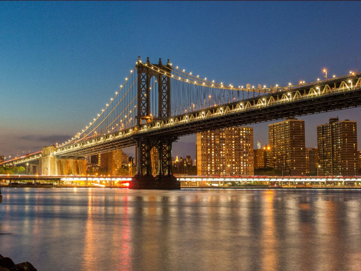 Panorama bei Nacht – Manhattan Bridge & Skyline