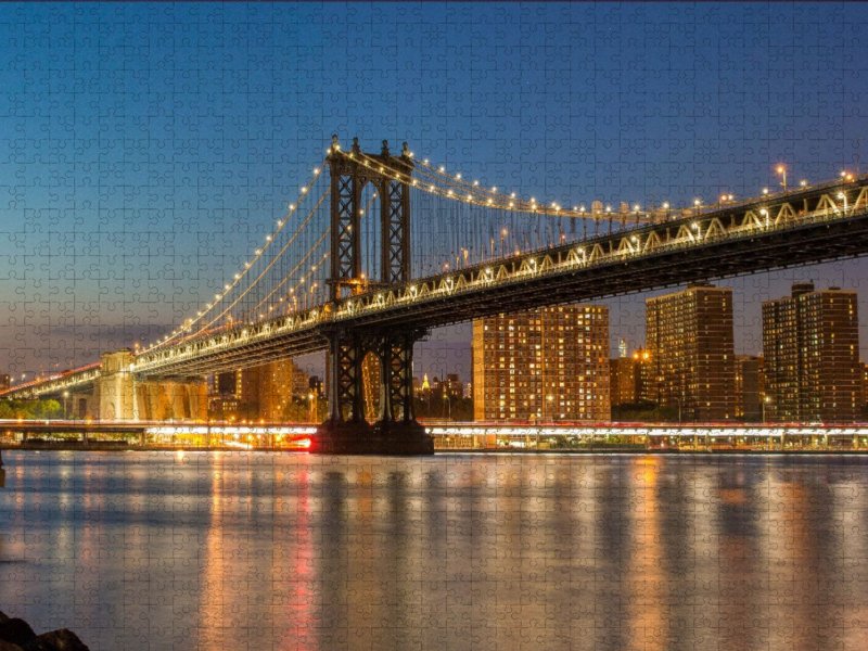 Panorama bei Nacht – Manhattan Bridge & Skyline