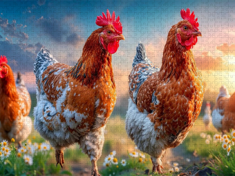 Hier gackern fröhliche Hühner um die Wette