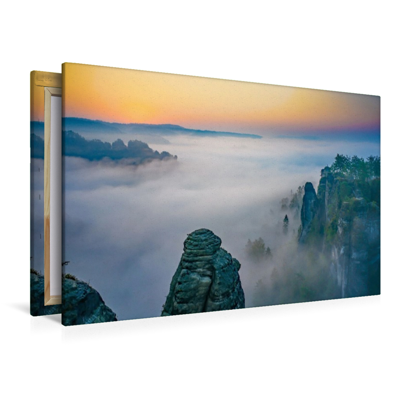 Nebel beim Sonnenaufgang im Elbsandsteingebirge