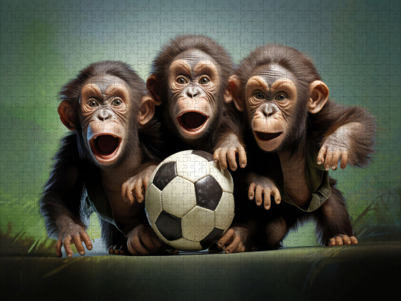 Football fever among the baby monkeys