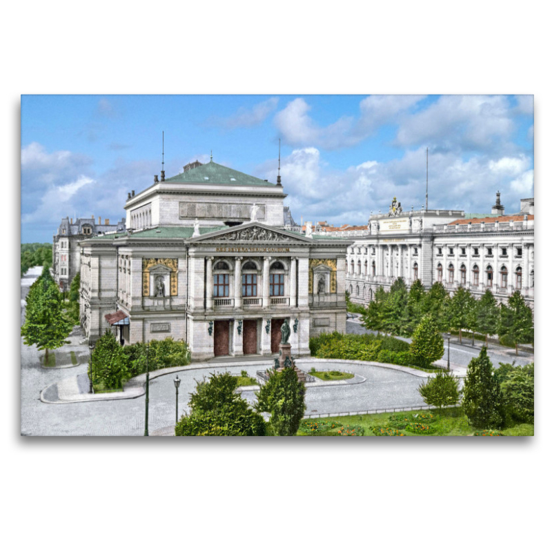 Leipzig - Gewandhaus und Bibliothek um 1900