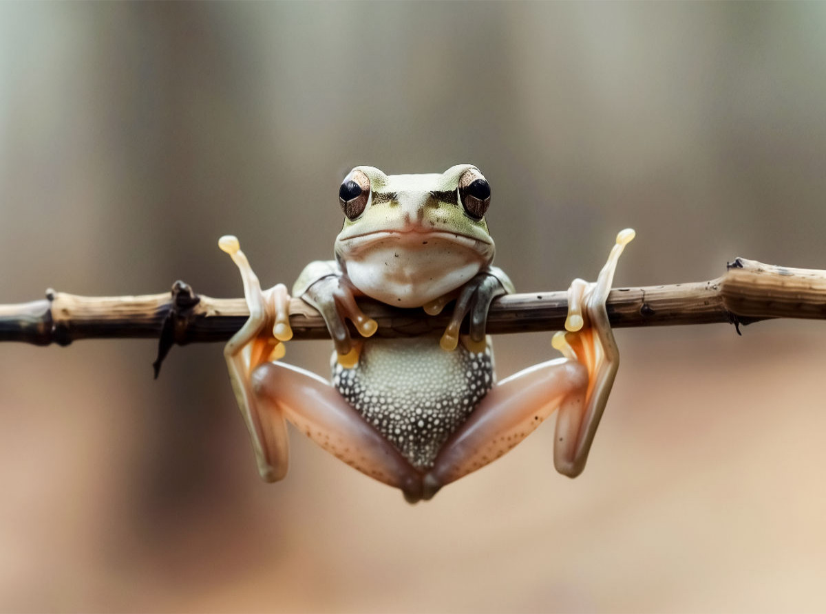 Frosch denkt groß, auch wenn er klein ist