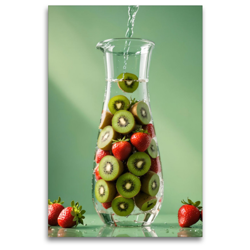 Infused Water Kreation mit Kiwis und Erdbeeren