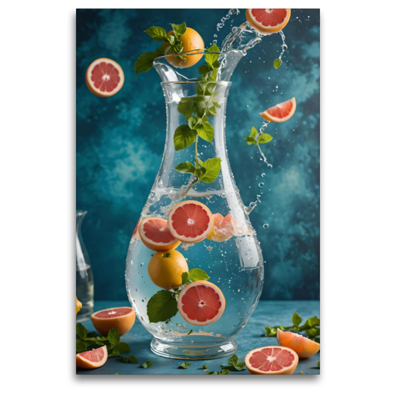 Infused water Kreation mit Grapefruit und Zitronenmelisse