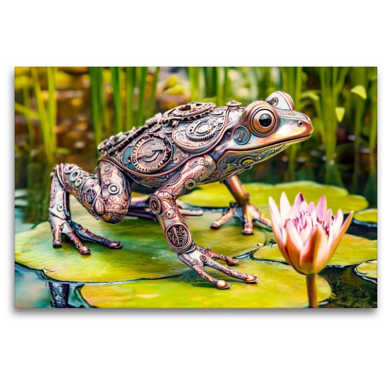 Metall-Frosch auf Seerose: Kreative Gartendeko mit Upcycling-Charme