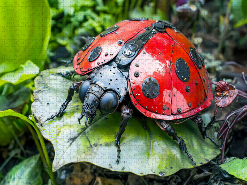 Kunstvoller Metall-Marienkäfer: Einzigartige Garten-Deko aus recyceltem Material