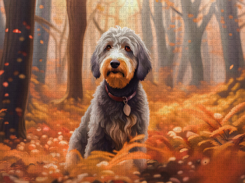 Aussiedoodle im Herbstwald