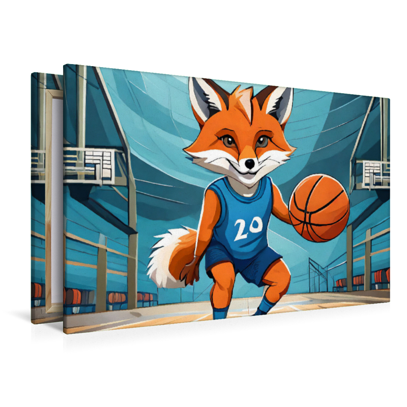 Ein Schlaufuchs spielt Basketbal