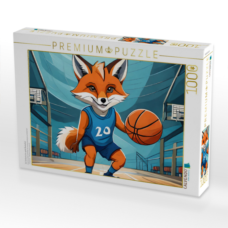 Ein Schlaufuchs spielt Basketbal