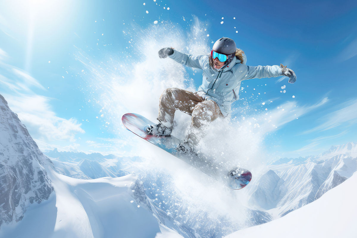 Snowboarders in action