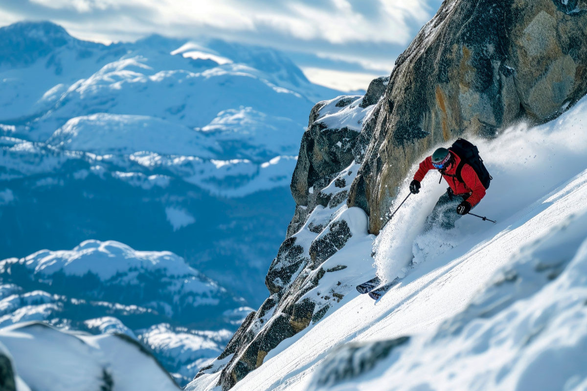 Skifahren, traumhafte Abfahrt