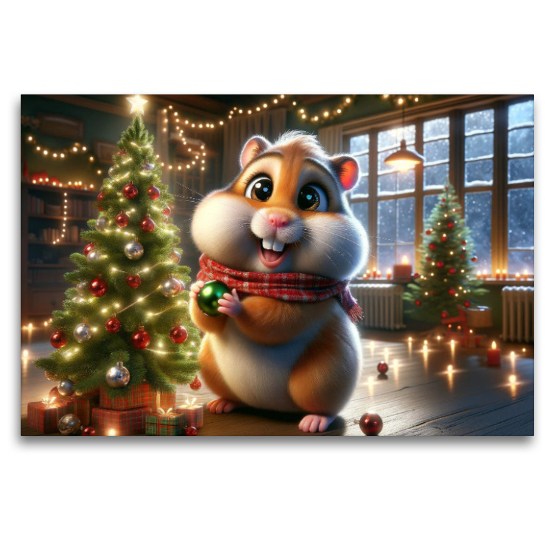 Weihnachtswunderland: Ein Hamster im Kerzenschein