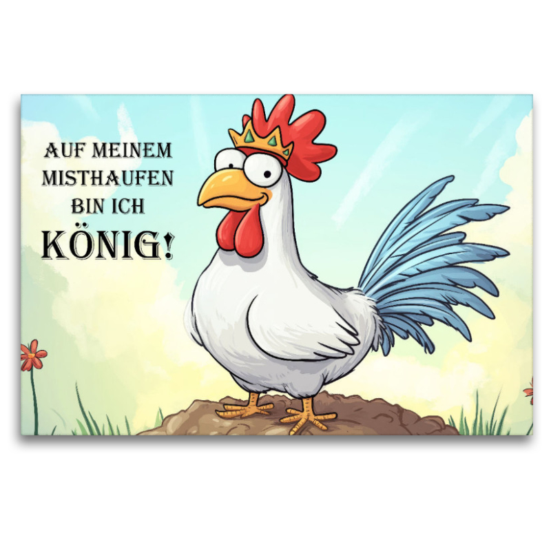 Hühnerkönig auf dem Mist