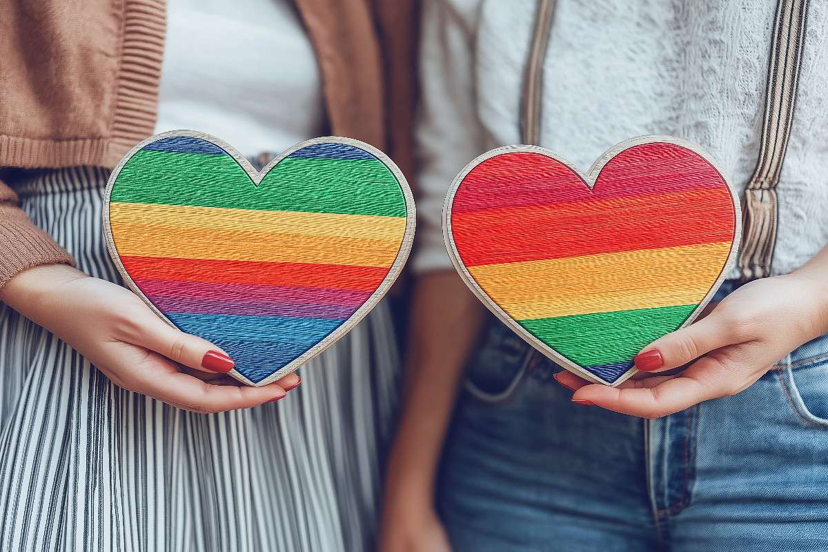 Herzen in Regenbogenfarben als Symbol der LGBTQ-Community