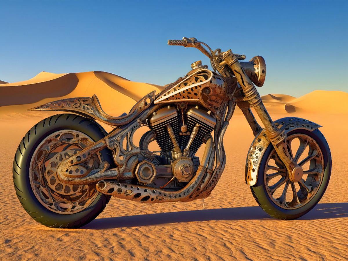 Fantasie Costum Bike in den Dünen von Sossusvlei Namibia. Leopardenmuster.