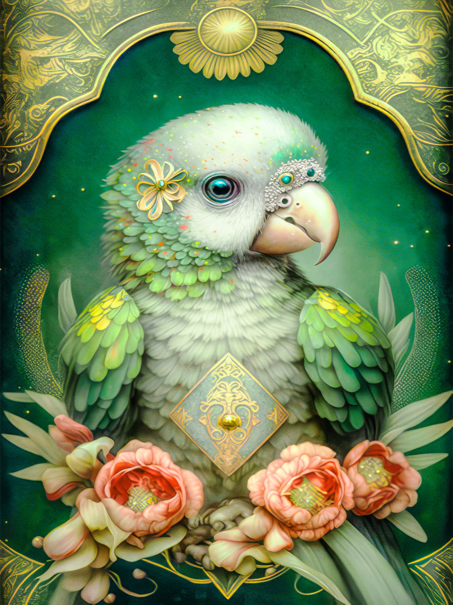 Young parrot in Tarot style