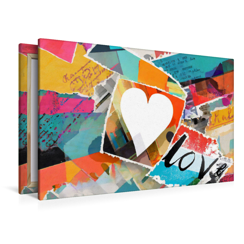 Abstrakt buntes Design mit Herz und Text Love