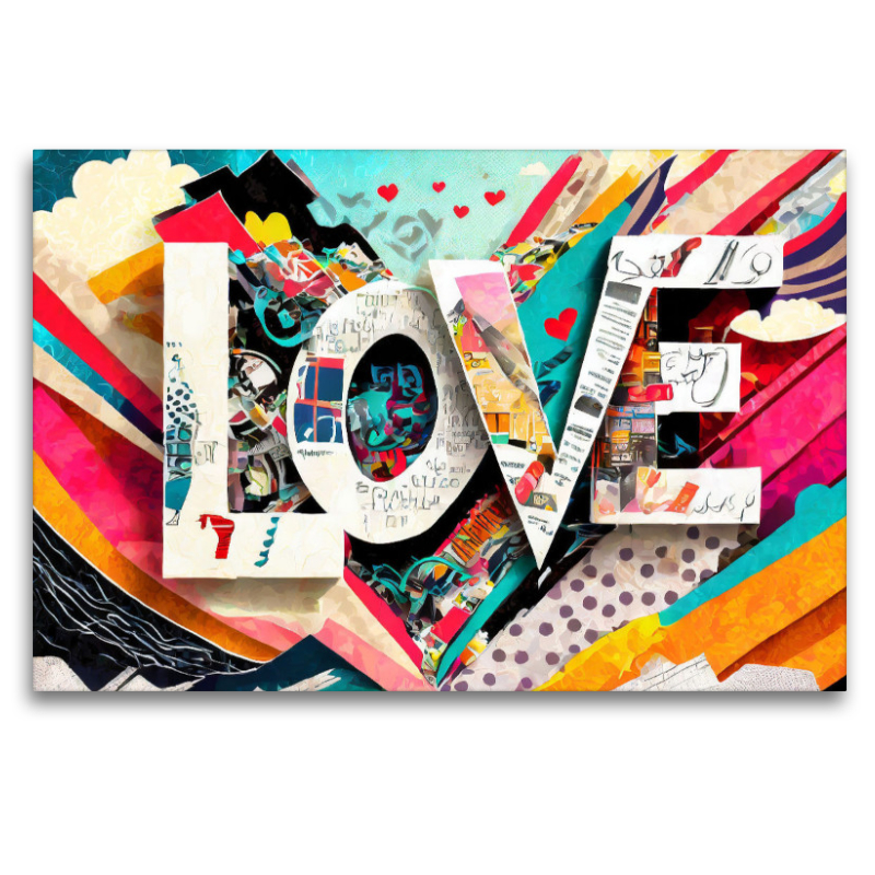 Buntes gerissenes Papier Design mit Text Love