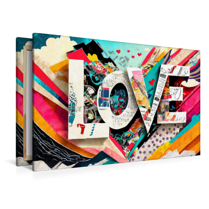 Buntes gerissenes Papier Design mit Text Love