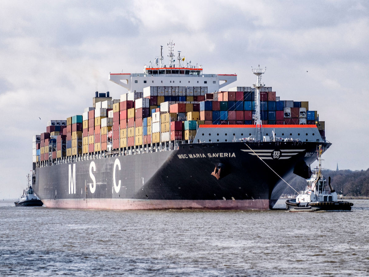 Das Containerschiff 'MSC MARIA SAVERIA'