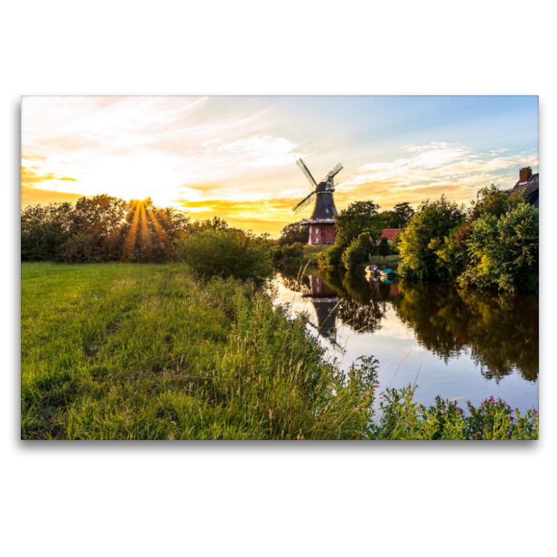 Greetsieler Grüne Mühle im Sonnenuntergang