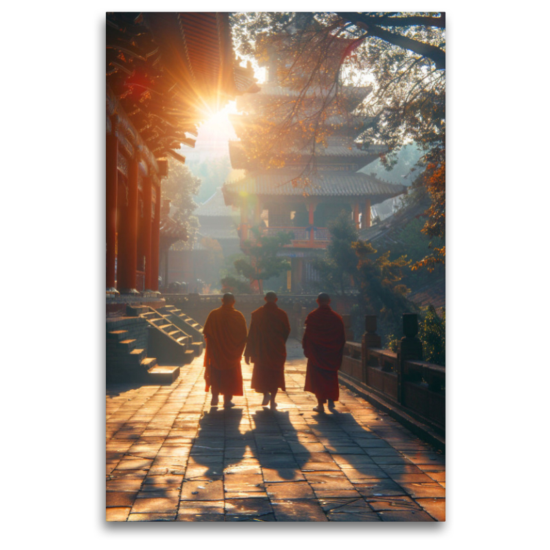 Morgenlicht am buddhistischen Tempel