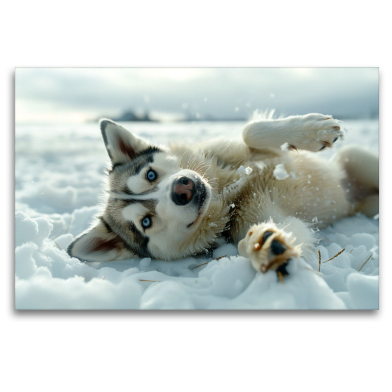 Husky liegt im Schnee