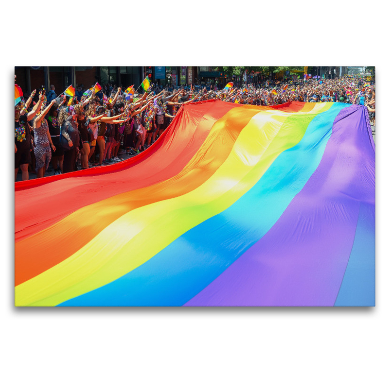 Regenbogenfahne auf LGBTQ-Parade oder CSD