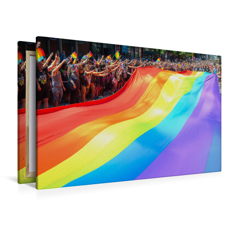 Regenbogenfahne auf LGBTQ-Parade oder CSD