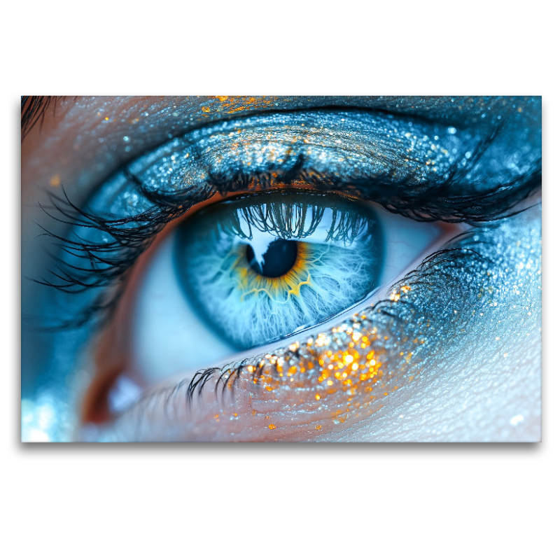 Himmelblaue Augen mit glitzernder Iris