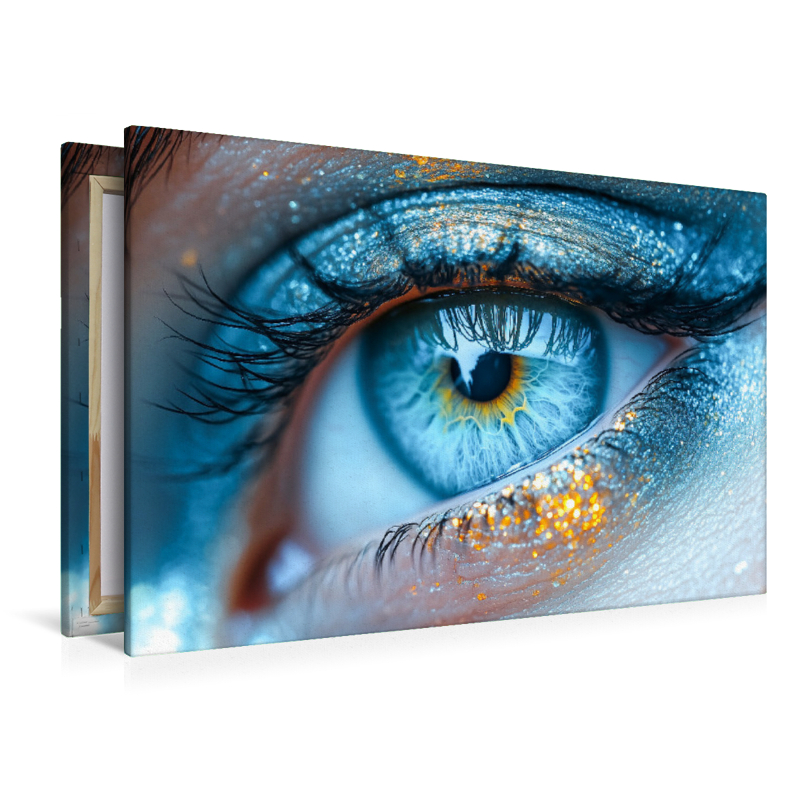 Himmelblaue Augen mit glitzernder Iris