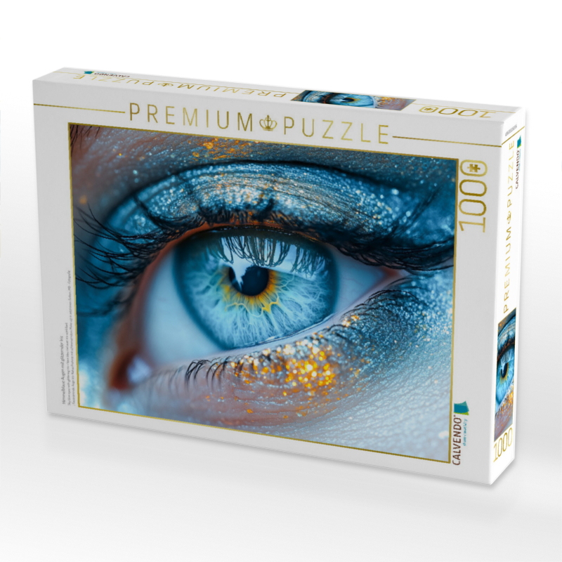 Himmelblaue Augen mit glitzernder Iris