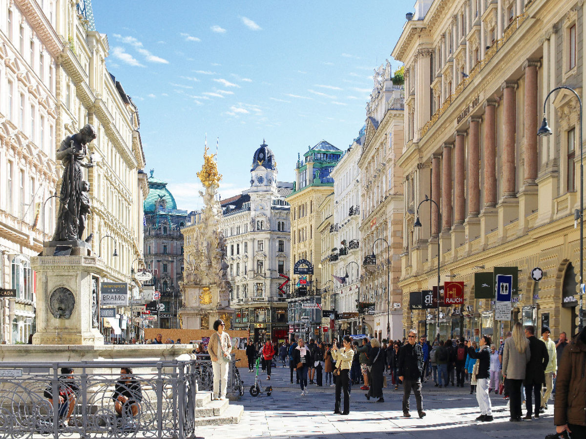 Graben Wien, Prachtstraße mit Pestsäule und Josefsbrunnen