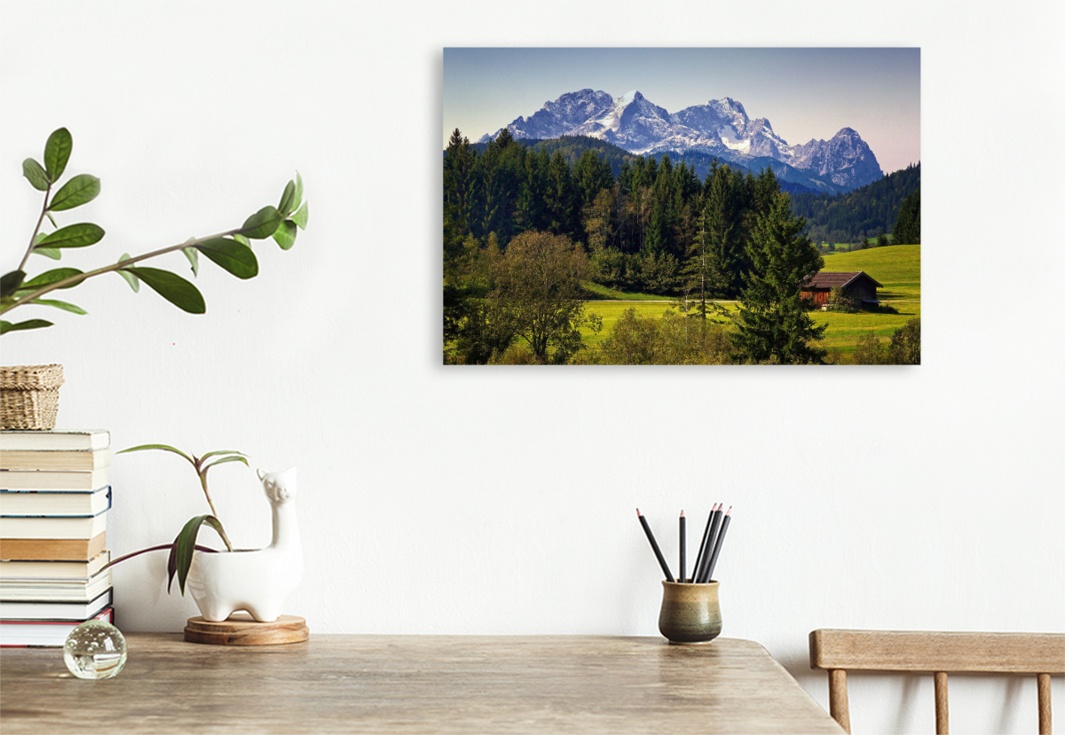 Blick auf die Alpspitze und Zugspitze.