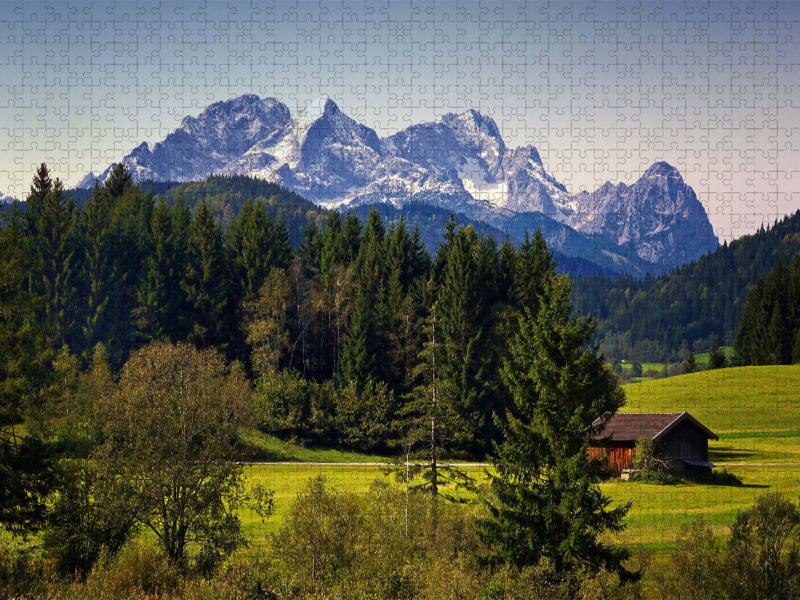 Blick auf die Alpspitze und Zugspitze.