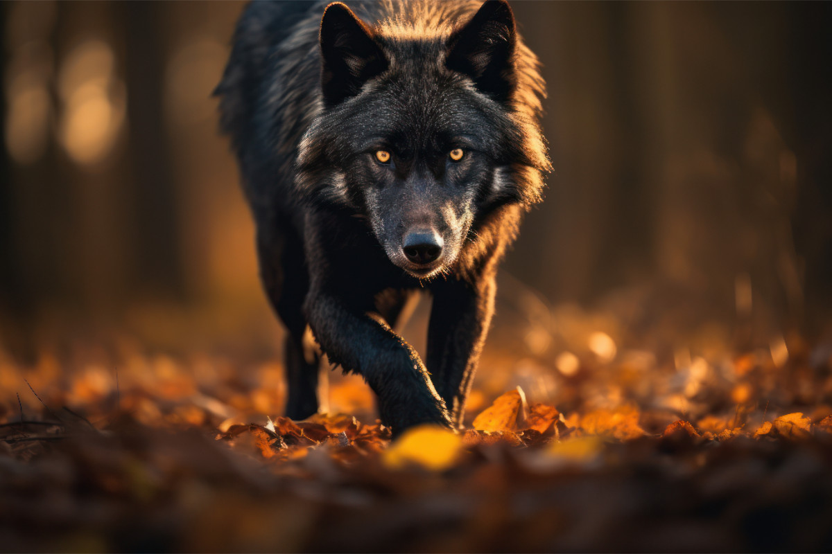 Ein Wolf pirscht sich an